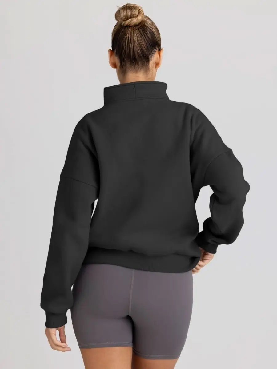 Trendy Queen Sweatshirts Half Zip Pullover Quarter Zip Oversized Hoodies Sweaters Comfy Fall Outfits 2024 Y2K Winter Clothes - Love Salve